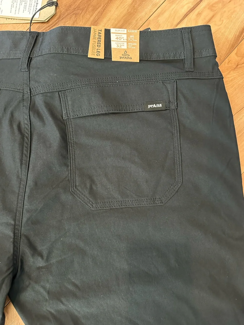 NWT prAna Stretch Zion Slim Pant II Black 40x32 Hiking Outdoor